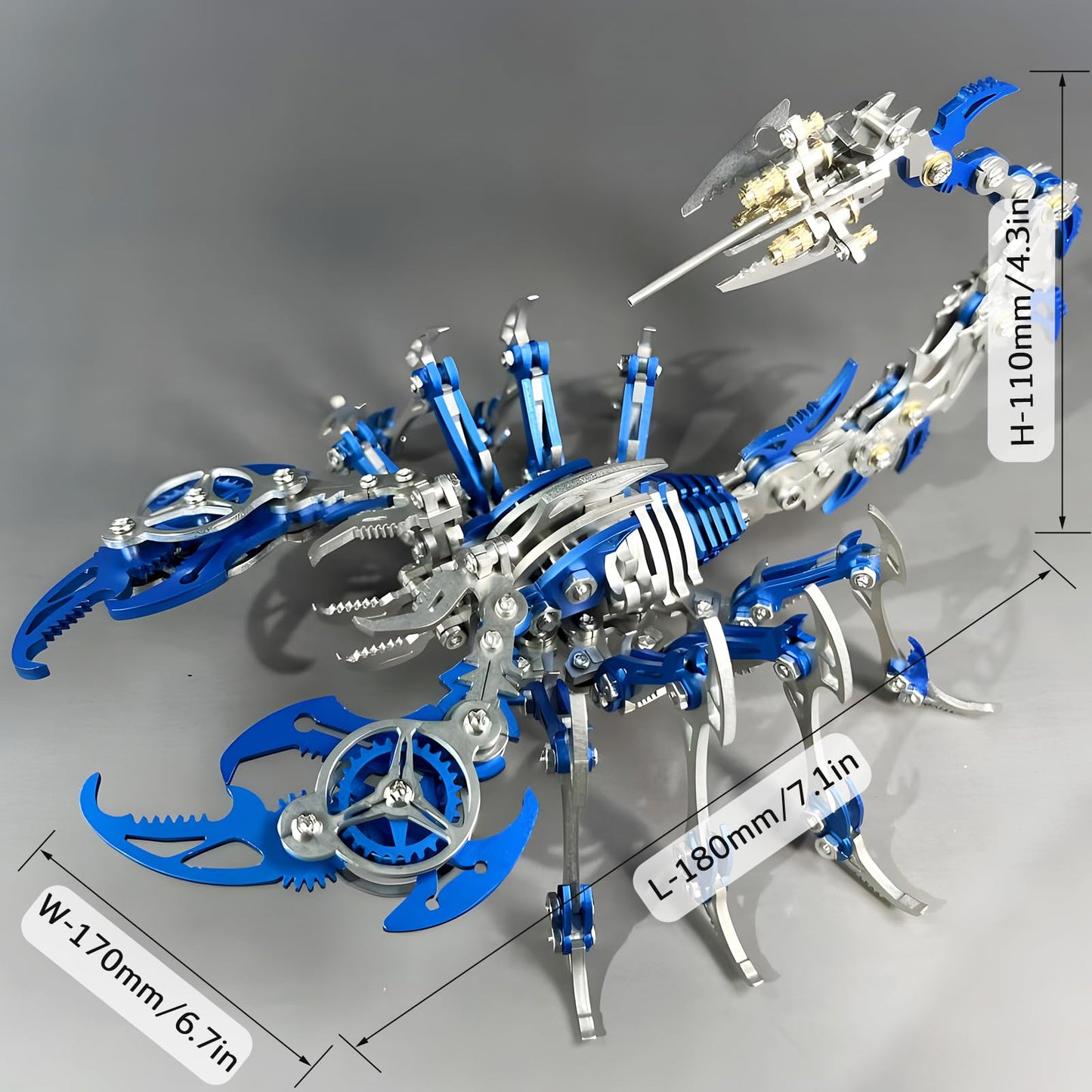 3D Metal Scorpion Puzzles for Adults: 3-D Puzzles Metal Model Kits to Build DIY Assembly Mechanical Puzzle Building Block Toys with Tool Brain Teaser Craft for Home Decor (Metal Scorpion-Blue)