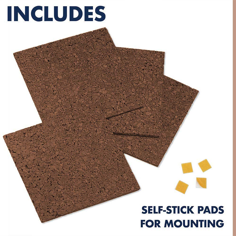 Quartet Cork Tiles, Bulletin Board Cork Panels 12" x 12" x 3/8", Dark Brown, 4 Pack (15050Q)