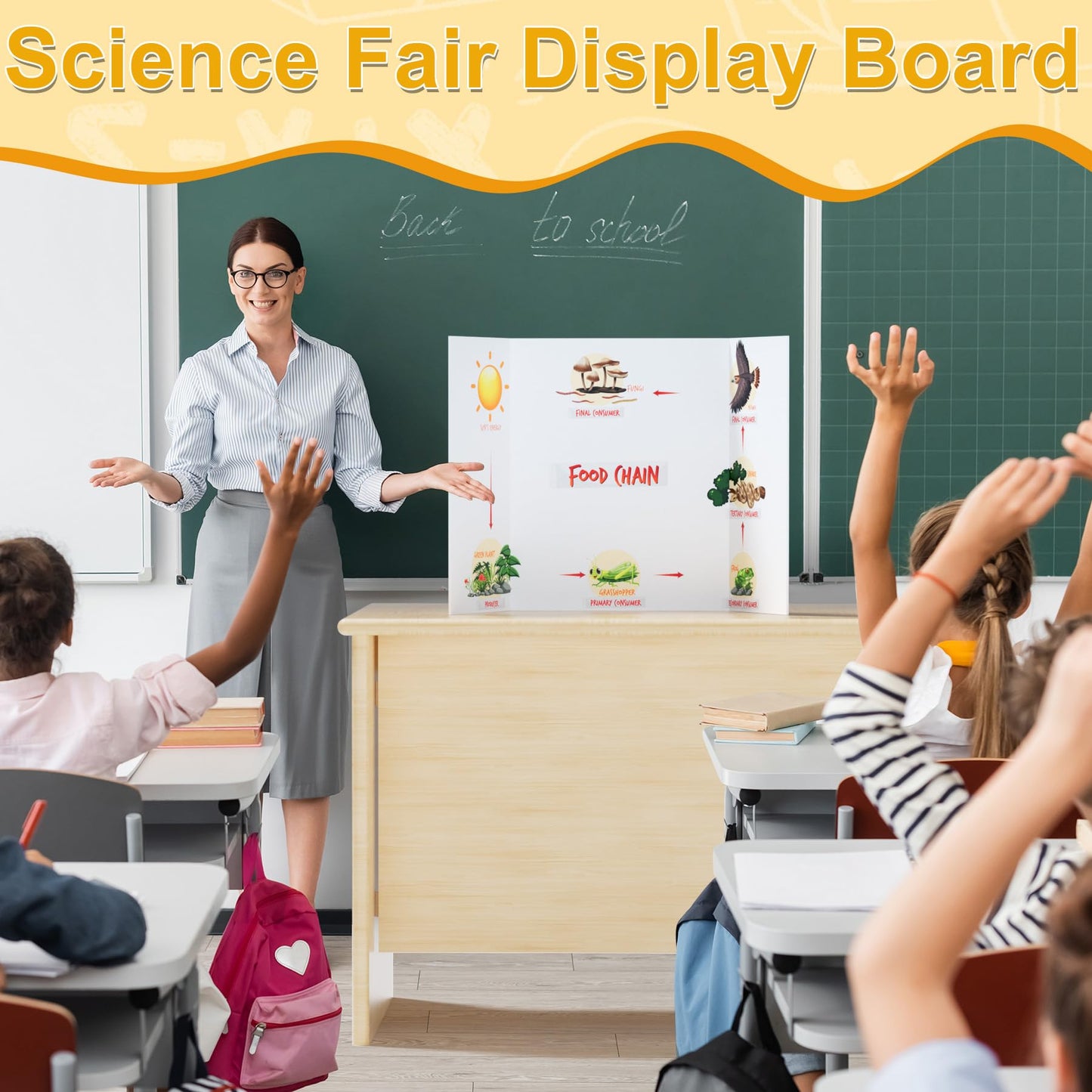 AKONEGE 4Pcs Medium Trifold Poster Board, 26 x 16 Inches White Tri Fold Poster Boards Corrugated Presentation Cardboards for Science Fair, School Projects, Exhibitions, and Business Presentations