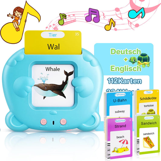 German & English Talking Flash Cards for Toddler, Learning Montessori Toys with 224 Sight Words, Speech Therapy Toys, Children's Sensory Preschool Learning Educational Birthday