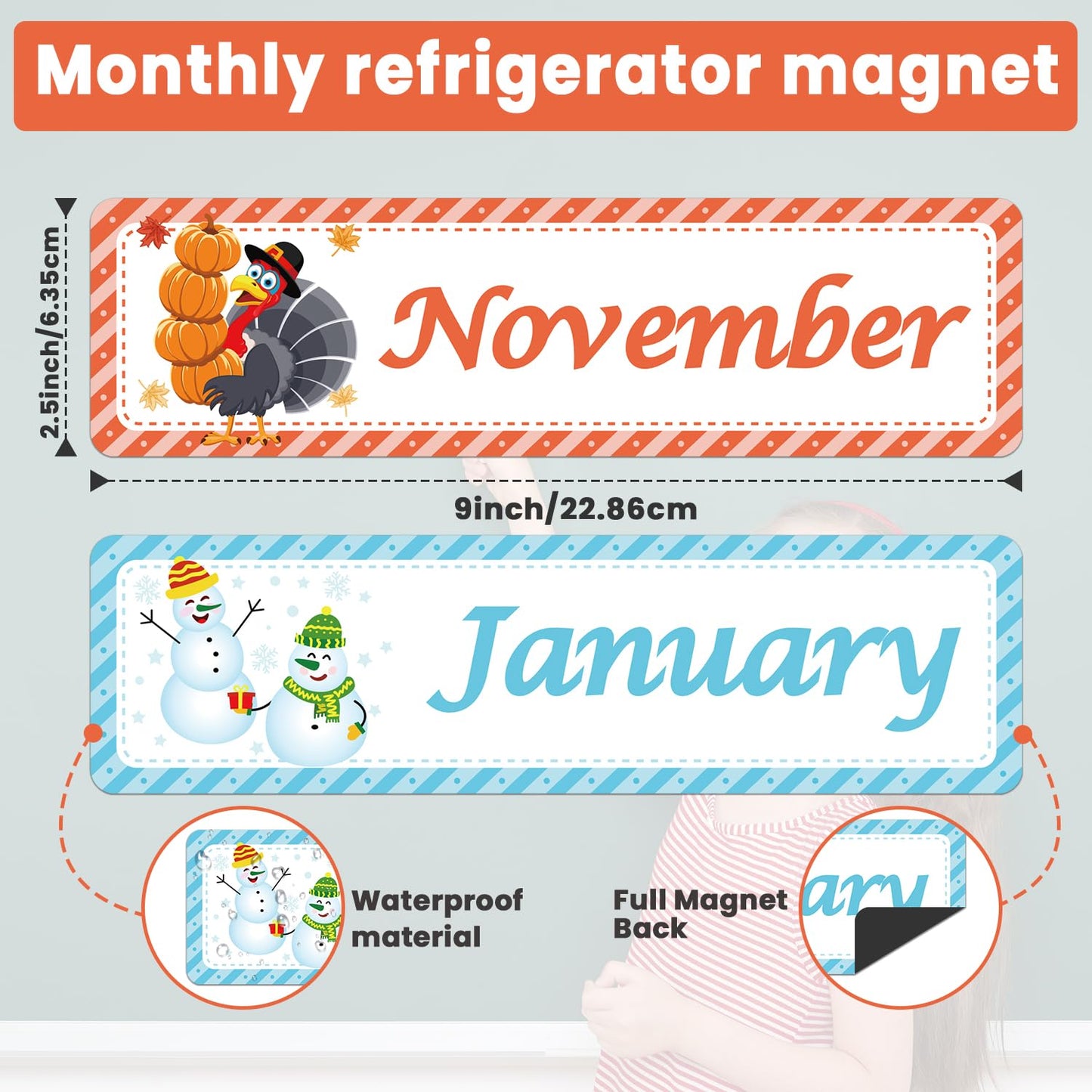 Months of The Year for Classroom,Educational Calendar Magnets for Whiteboard,Magnetic Days of The Month for Whiteboard,Perfect for Kids Learning, Teachers & Parents (Month)
