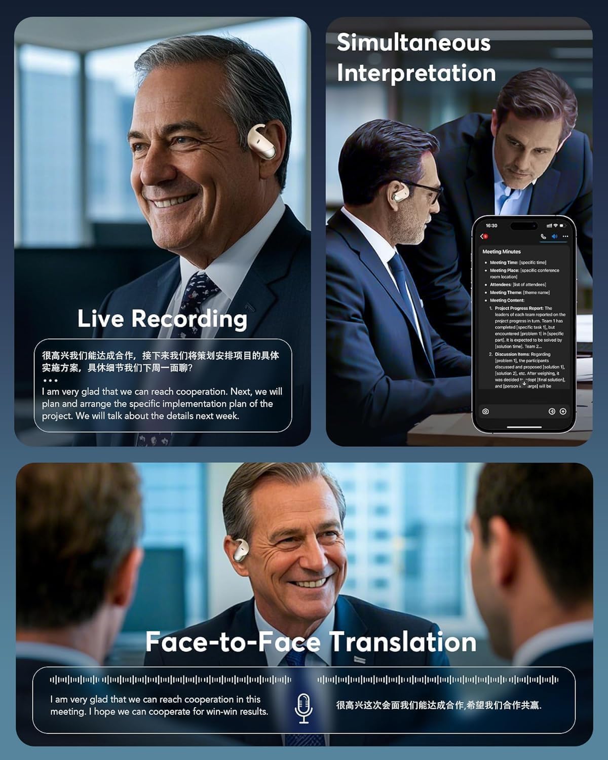 Paekole H5 AI Translation Earbuds: Real-Time 2-Way Language Translator Device (198+ Languages) for Face-to-Face & Travel, Bluetooth Headphones, Audifonos Traductores - Classic Khaqi