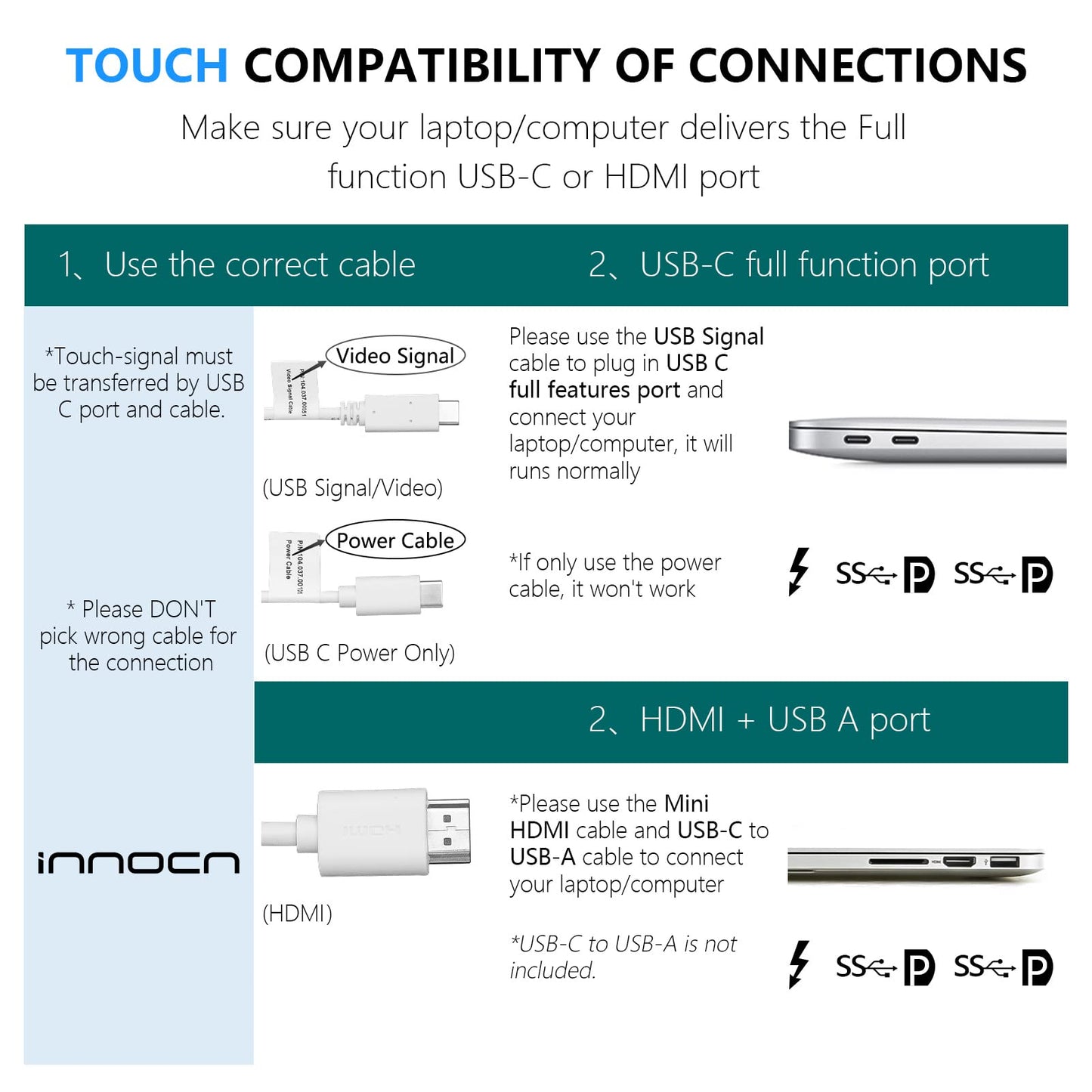 INNOCN Portable Monitor Touchscreen for Laptop 15.6" FHD 1080P HDMI External Display USB C Travel Second Monitor for MacBook Windows Tablets Android Chrome PS4 Switch Mini PC, 1500:1, 100% sRGB