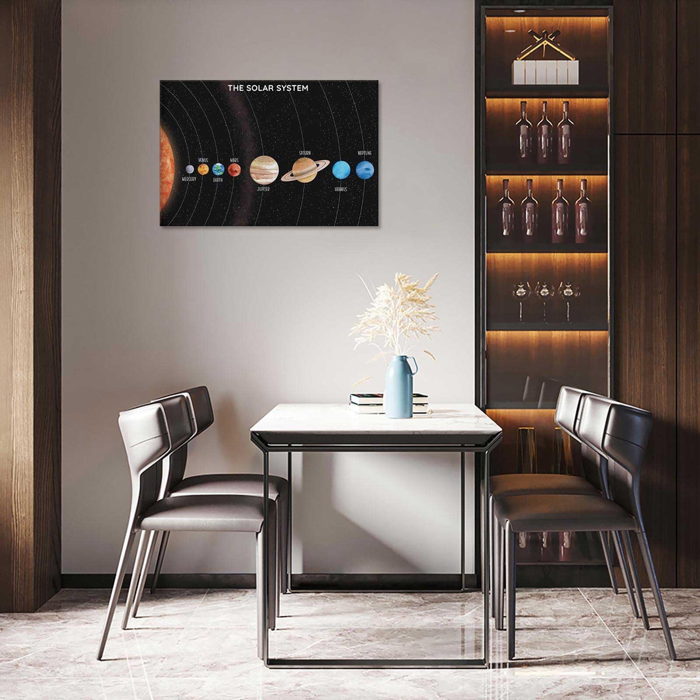 Solar System Educational Planet Poster Universe Infographic Star Life Cycle Astronomy Knowledge Suitable For Living Room Dormitory Bedroom Wall Decoration 16x24in Framed