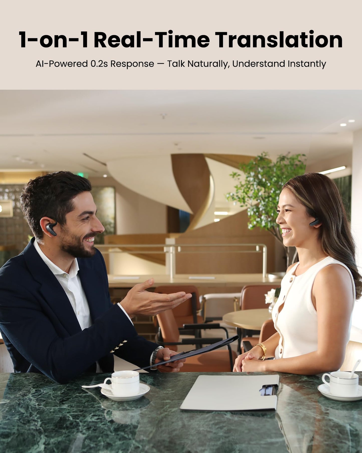 iFLYTEK AI Translation Earbuds, for Global Business and Travel, Bone Conduction Voice Isolation in Noise, 60 Languages for Real-Time Face-to-Face, Calls & Meetings, Easy Setup via iOS/Android App