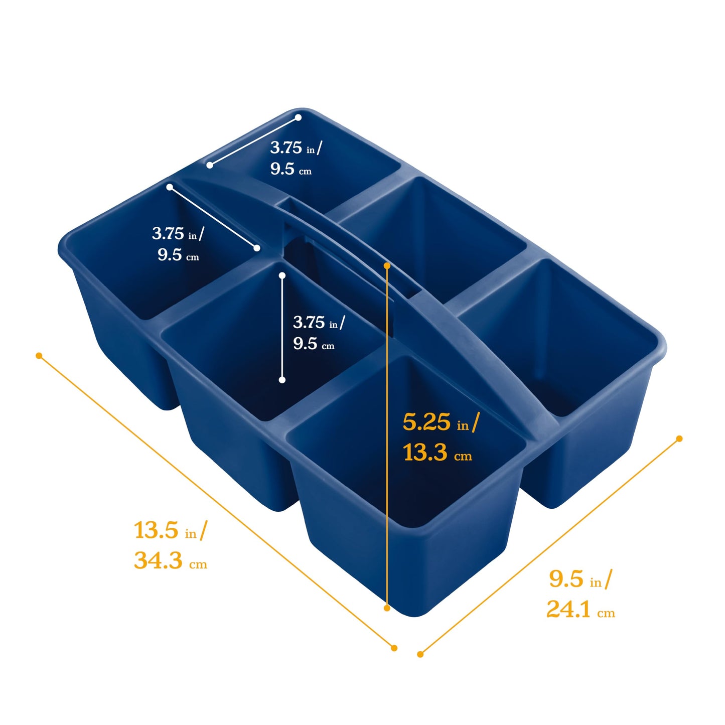 ECR4Kids 6-Compartment Large Plastic Caddy, Multipurpose Organization, Earthtone, 6-Pack