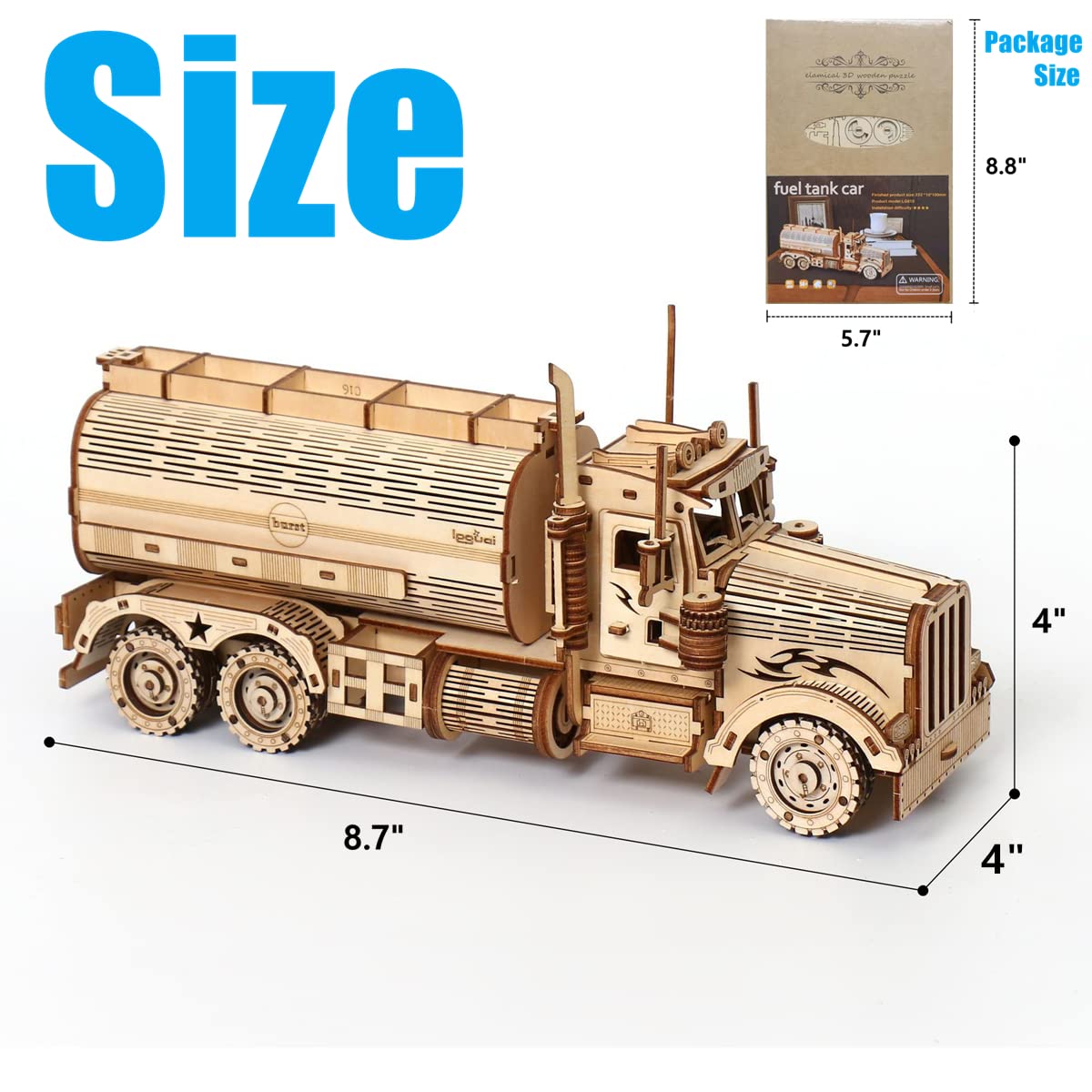 3D Wooden Puzzle - Wood Mechanical Tank Truck Model Kits - Coin Bank Crafts Model - Wooden STEM DIY Brain Teaser Puzzles, 3D Puzzle for Birthday Adults & Teens
