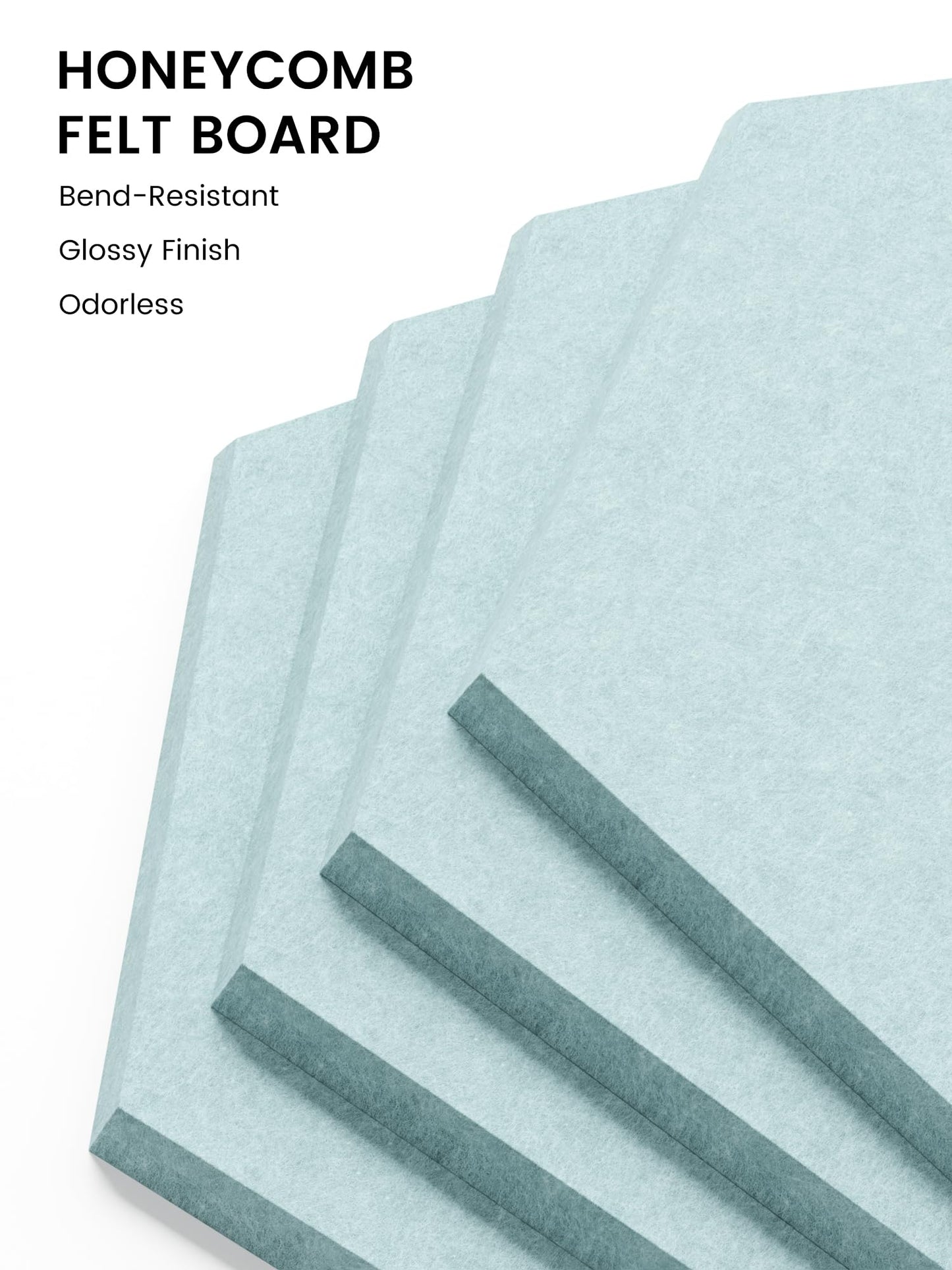 Fluxynara Hexagon Cork Board Alternative for Walls Decor-8-Pack Felt Bulletin Board Tiles,with 30 Pushpins,50 Adhesive Tabs for Office,Classrooms & Home Pin Board Felt Board-Teal Blue