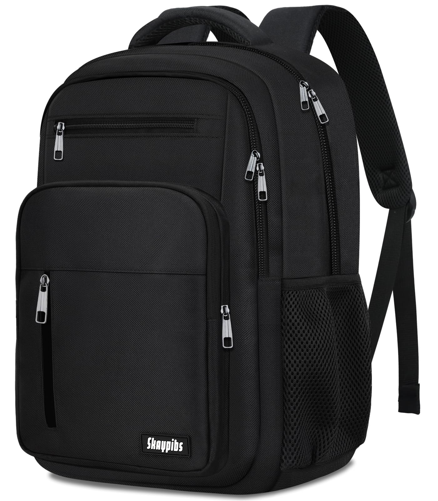 Backpack for Women Men, School Backpack for Boys Girls Teens, 17.3 Inch Laptop Backpack with Reinforced Straps, College Middle High School Bookbag, Water Resistent Business Mochila para hombre, Black