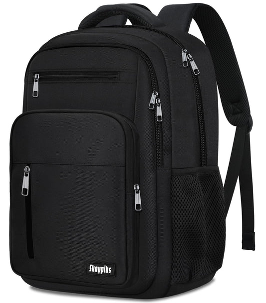 Backpack for Women Men, School Backpack for Boys Girls Teens, 17.3 Inch Laptop Backpack with Reinforced Straps, College Middle High School Bookbag, Water Resistent Business Mochila para hombre, Black