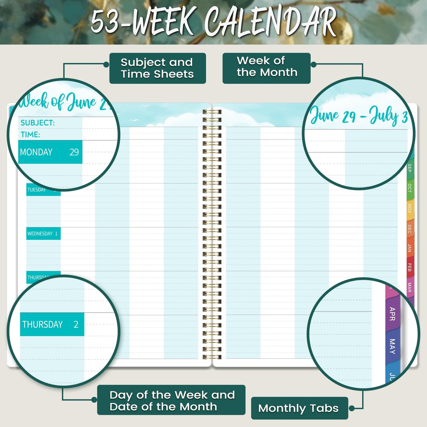 Teacher Planner 2026-2027 - Teacher Lesson Planner, July 2026 - June 2027, 8.5" x 11", 2026-2027 Planner Weekly and Monthly, Lesson Plan Book for Teachers, Colorful Tabs, Inner Pocket