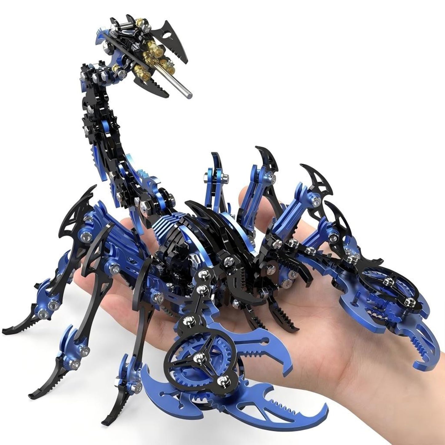 Scorpion 3D Metal Puzzles for Adults, 454PCS Stainless Steel DIY Mechanical Metal Model Kits, No Glue Assembly with Movable Joints, Challenging Metal Building Kit Desk Decor Gift(Blue-Black)
