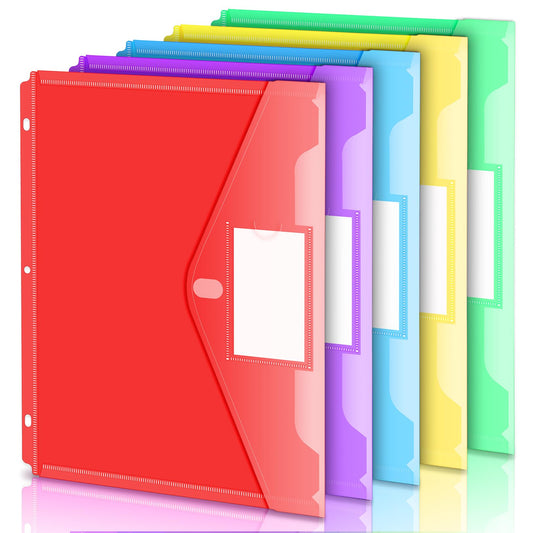 Forvencer Binder Pocket, 5 Pack Super Heavyweight Poly Binder Pocket with Tight Closure, Binder Folders Side Loading, 3 Ring, Binder Dividers with Pockets, Letter Size, Assorted Colors