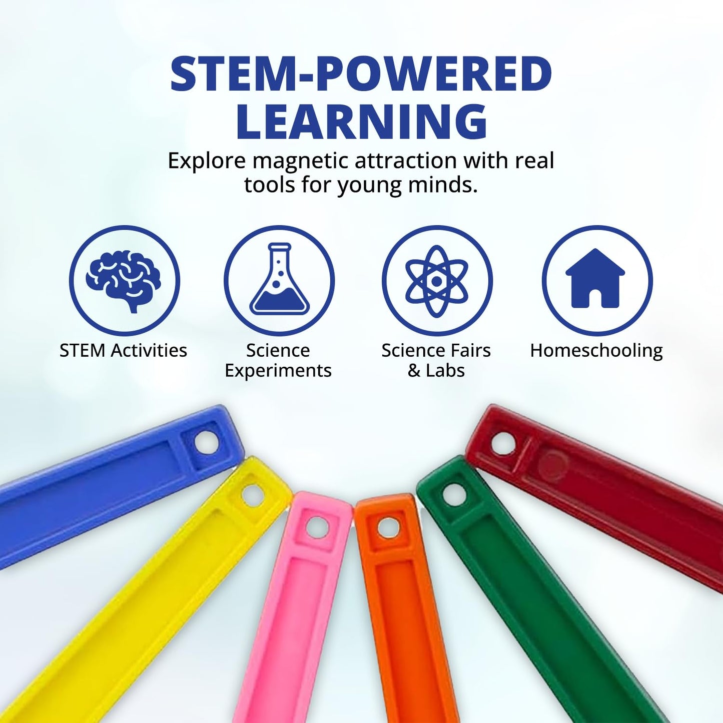 United Scientific™ STEM Magnetic Wands, Educational Magnet Science Kit, Magnetic Kit for STEM Classroom, Magnet Sets for Science Experiments, Sorting Activities, Homeschool Supplies, 6 Pieces