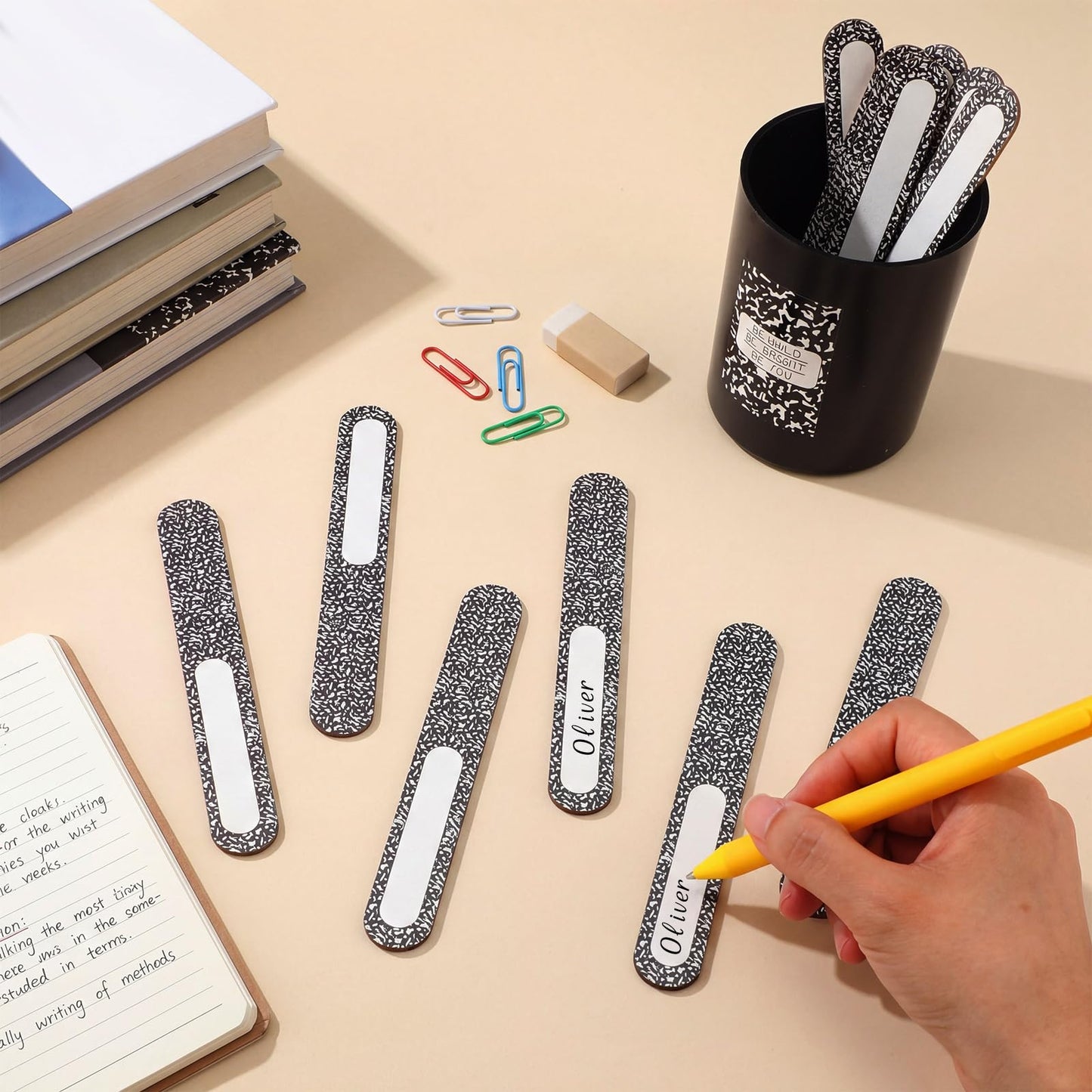 Ireer 122 Pcs Back to School Flip Name Sticks with Box and Sticker for Classroom Talking Flip Sticks Teacher Student Management Grouping Counting Tool Classroom Education Supplies(Composition)