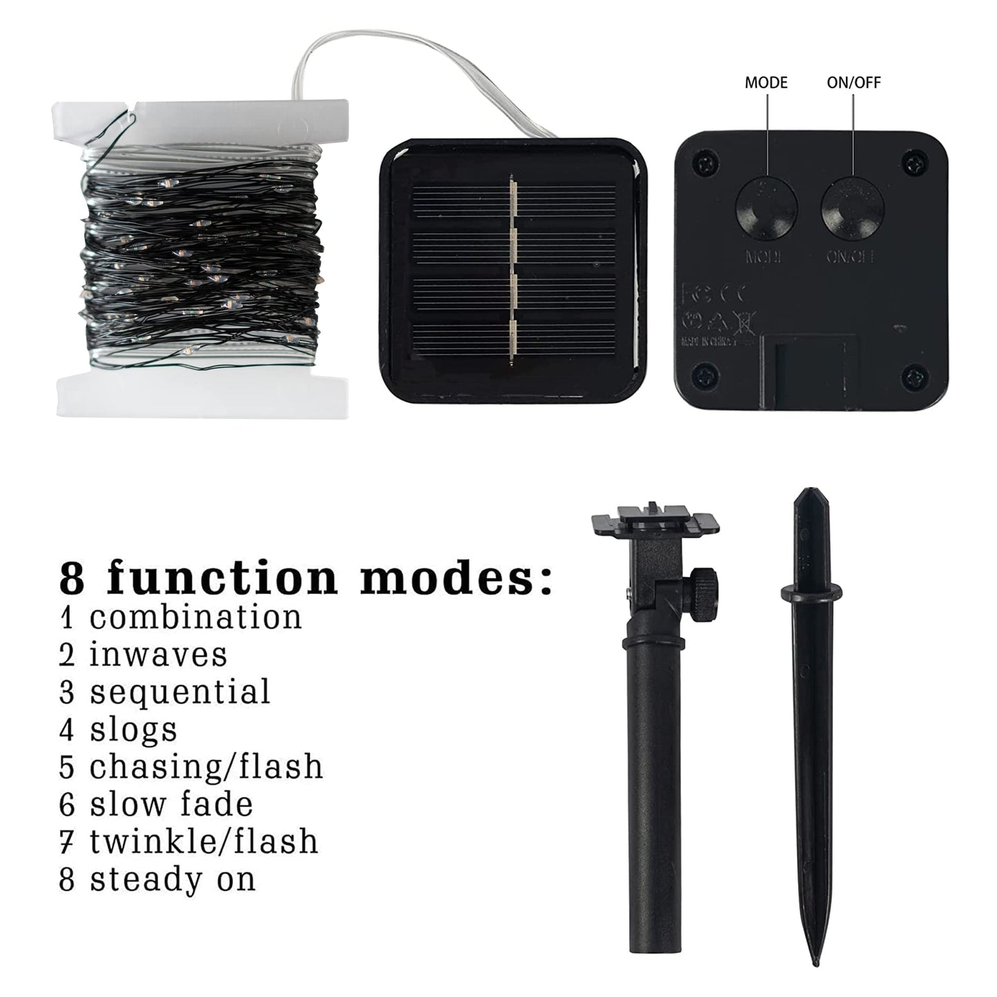 Dazzle Bright Fairy String Lights, 39.4FT, 120 LED, Solar Powered, Waterproof, Purple, Copper Wire, 8 Modes, Outdoor Christmas Decor