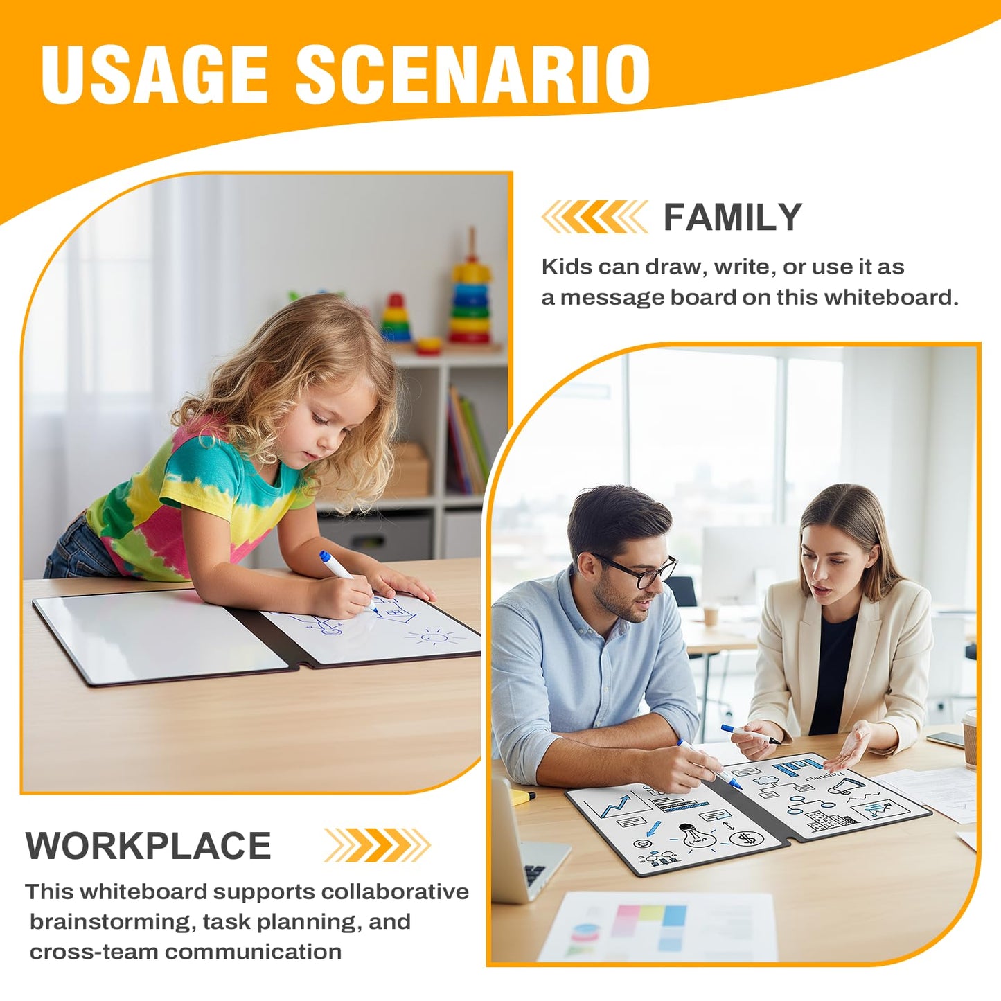 Small Dry Erase Board,12" x 9" Portable Dry Erase White Board,Double-Sided Folding Whiteboard with Pen(Grey)