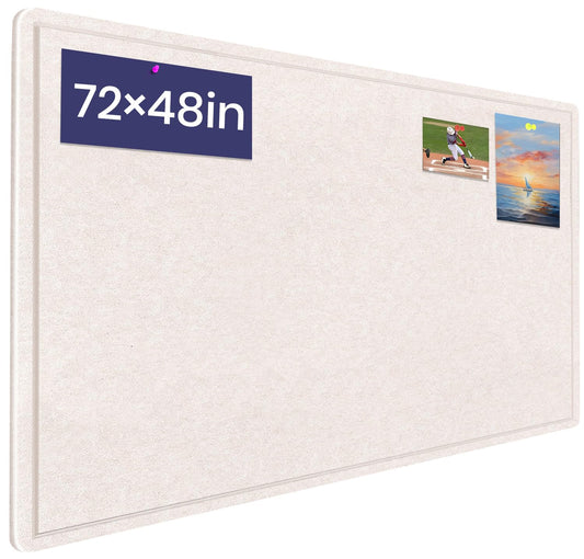 Large Bulletin Board - 72 X 48 inches Cork Board with 30 Pushpin, 6' x 4' Cork Board for Walls Pin Board, Self-Adhesive Felt Board Vision Board Foldable Photo Board for Wall (Oatmeal)