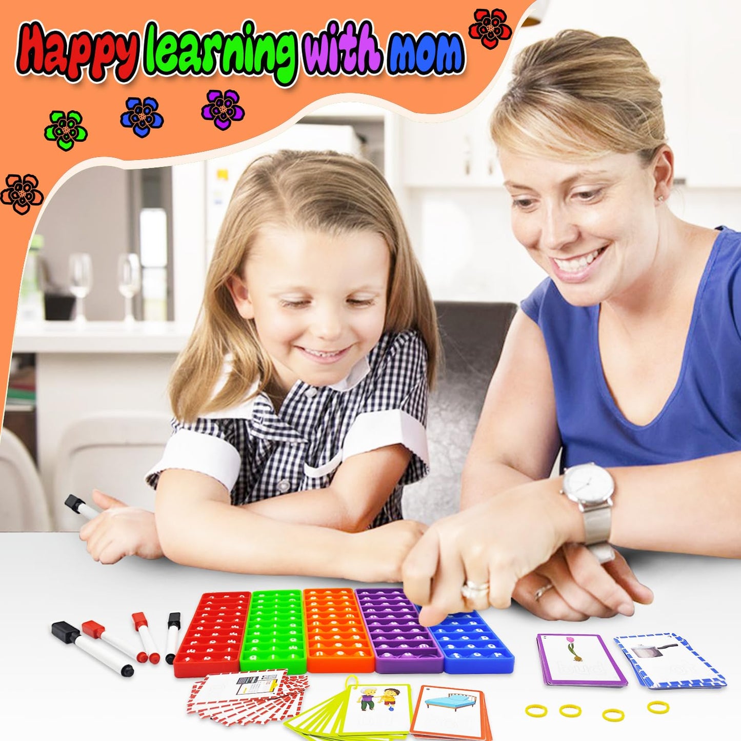 CVC Word Games, Sensory Toy to Learn and Spell, Phonics Games Flash Cards for Preschool Kindergarten Classroom Supplies, Multisensory Reading and Phonics Flash Cards for Kids 3+ Years