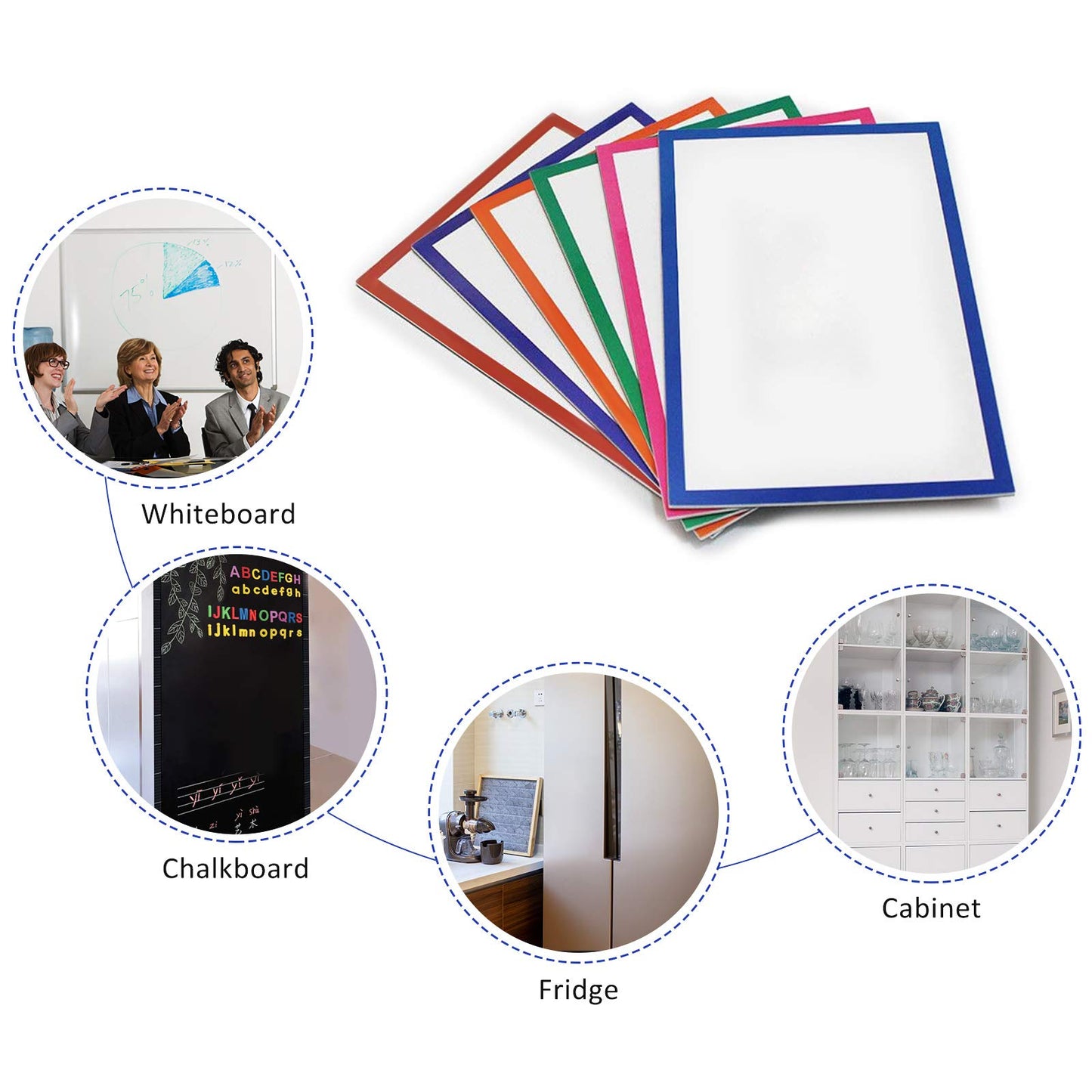 6Pcs Magnetic Dry Erase Labels Extra-Large, 8.2x5.5'' Thick Reusable Fridge White Board Magnets, Colored Dry Wipe Daily Planner Chore Chart Whiteboard Message Cards