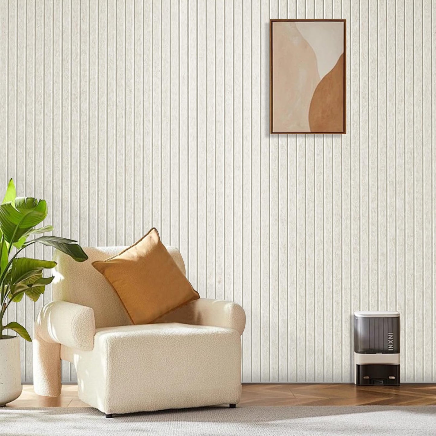 Large Cork Board for Office, 8 Pack Felt Wall Tiles with Slat Wall Paneling and Safe Removable Adhesive Tabs, Felt Bulletin Board Pin Board Cork Boards for Walls - Oatmeal