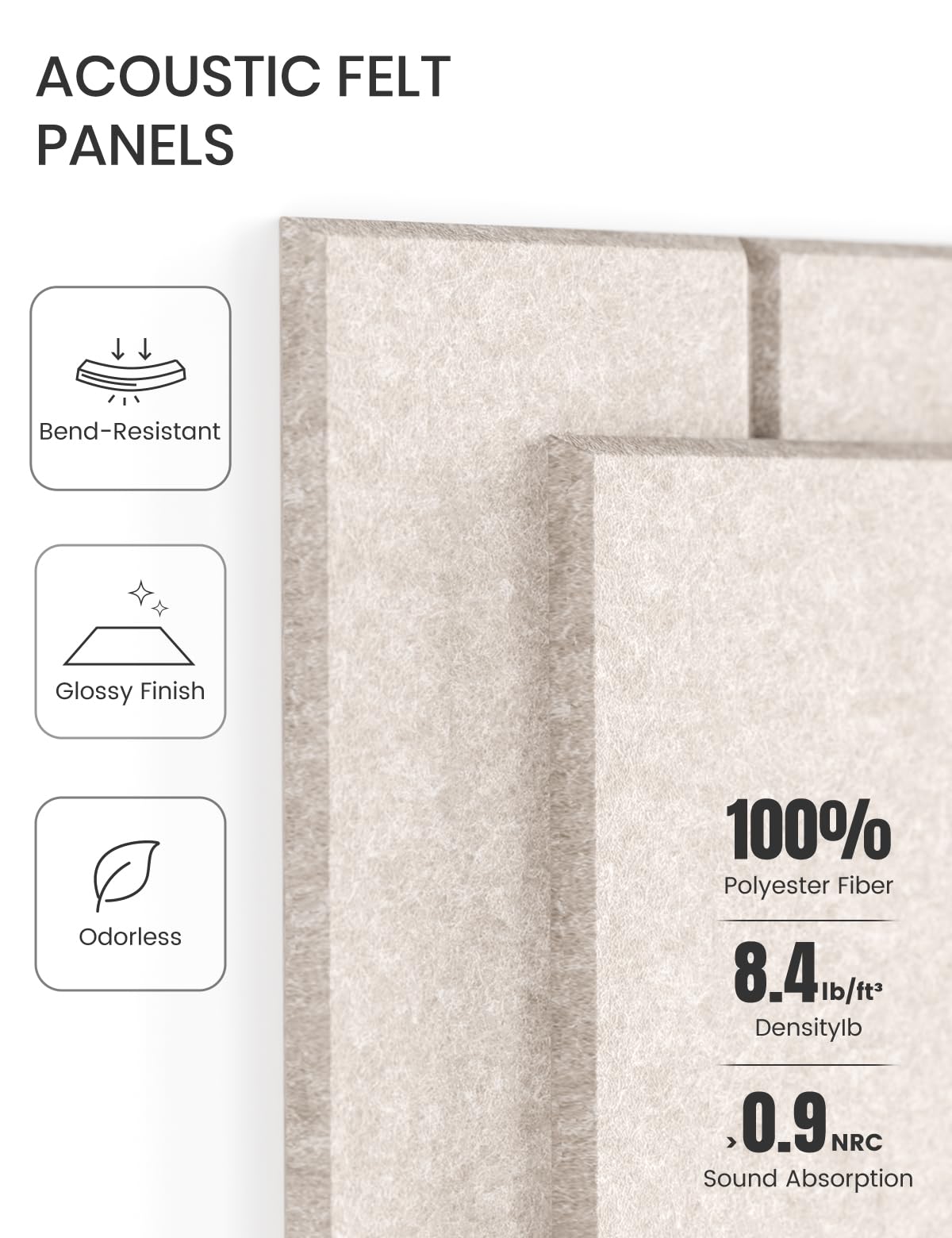 Felt Bulletin Board Tiles -28"x18" with 40 Adhesive Tabs, Cork Board Alternative for Office Decor, Push Pin Board Wall Organizer 6-Pack (Oatmeal)