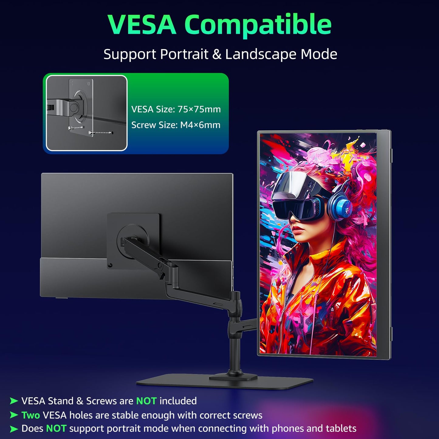 kksmart Portable Monitor for Laptop MacBook Surface PC Xbox PS5, Travel Monitor Second Screen for Laptop, HDMI USB-C VESA Compatible Built-in Speaker, 15.6
