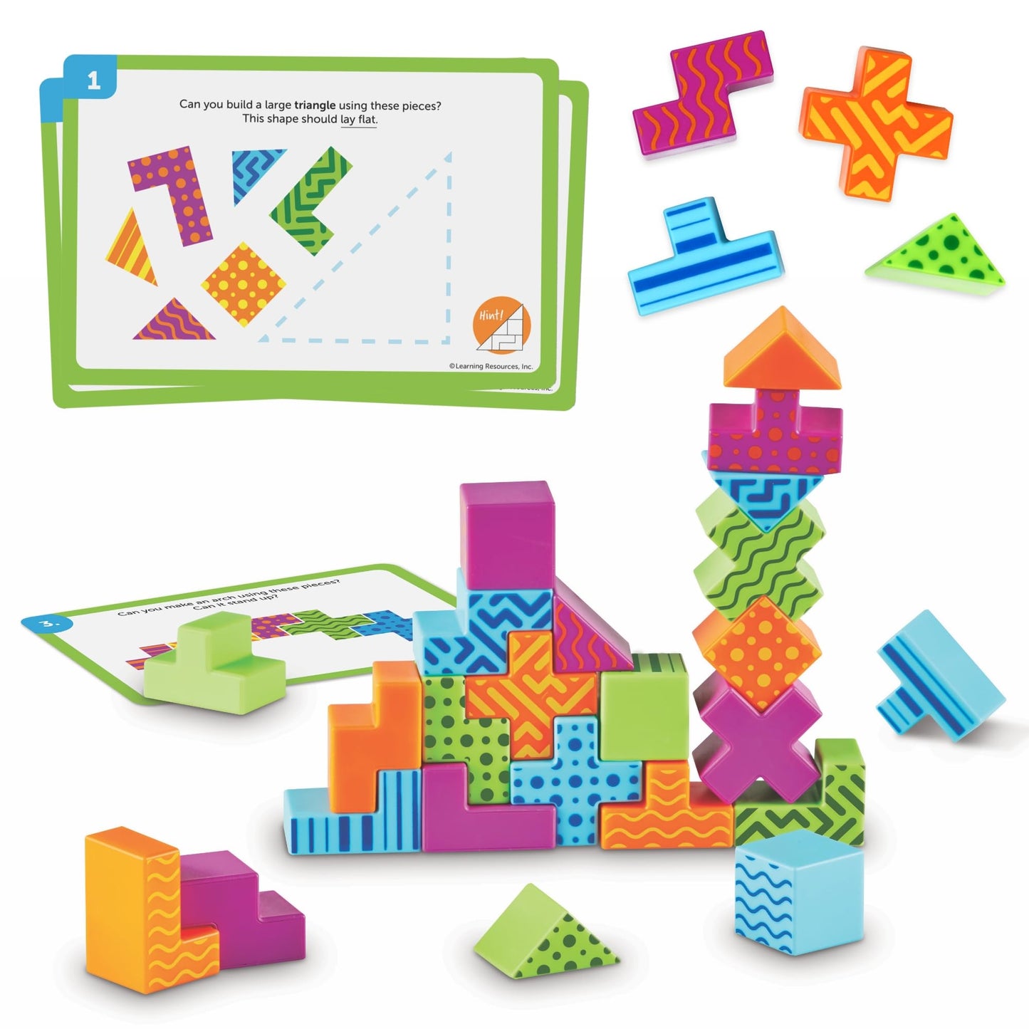 Learning Resources STEM Explorers Brainometry - 3D Puzzle Games for Kids, Kids Travel Games, Brain Teaser Puzzles, Pattern Memory Game, Brain Game Toys, Classroom Toys, 5 Year Old Boy and Girl Gifts