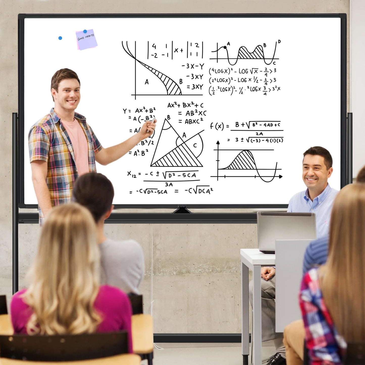 Rolling Whiteboard on Wheels 72"x48", Double-Sided Dry Erase Board with Stand, Big White Board with Stand Portable Magnetic Mobile White Board with 2 Eraser, 6 Markers, 20 Magnets