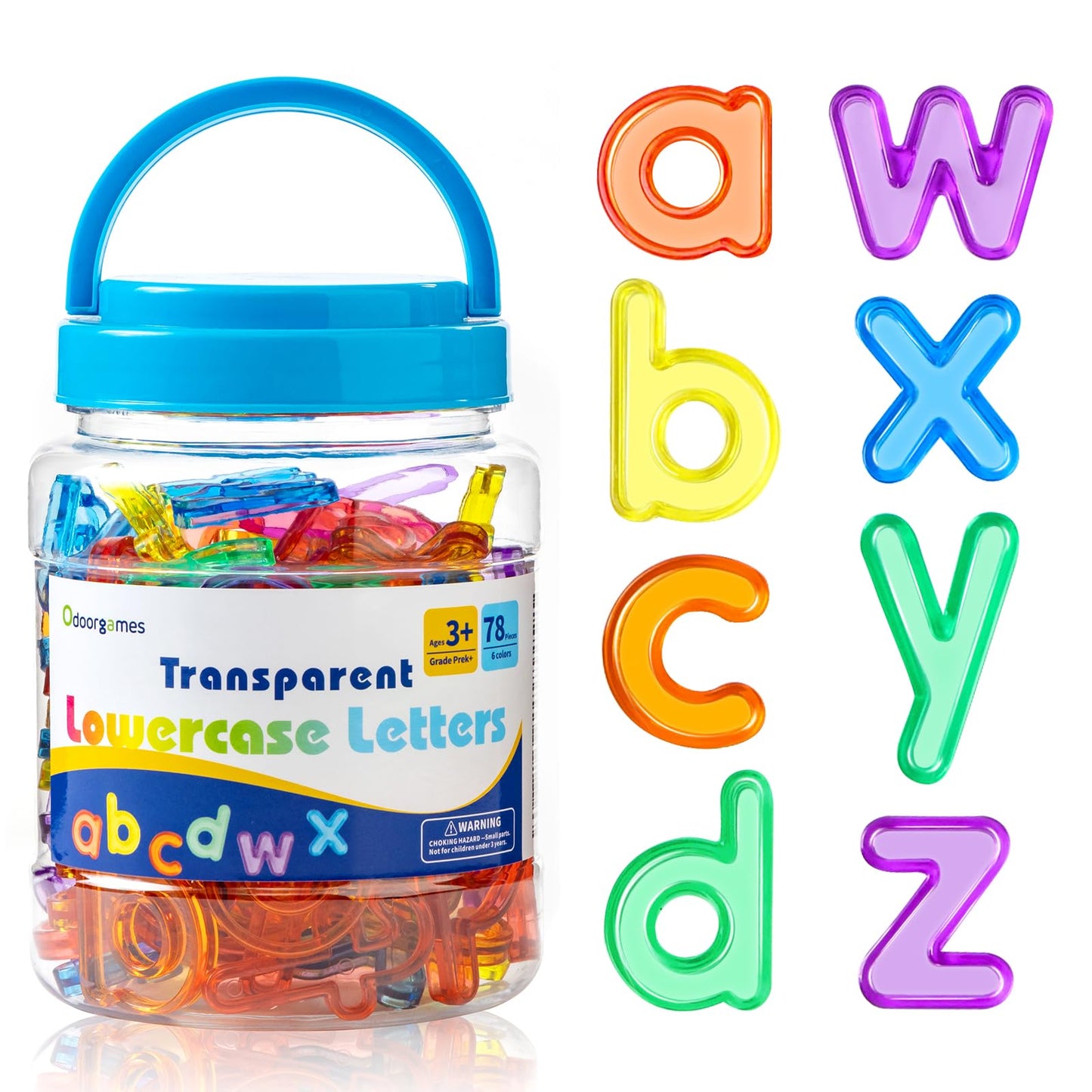 Odoorgames 78 Pcs Translucent Lowercase Letters - Learning Toy for Light Table Accessories and Manipulatives