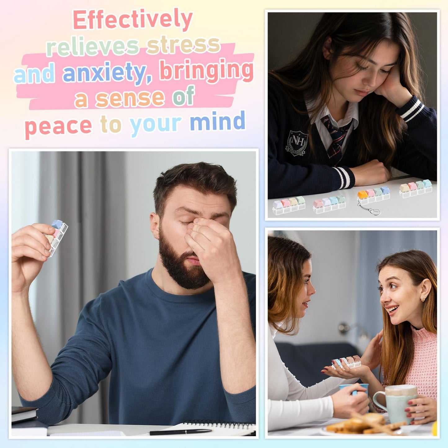 36 Pcs Keyboard Fidget Toys Stress Relief Fidget Clicker Keyboards Set Colorful Keyboard Decompression Toys Button Stress Relief Gifts for Adults to Relieve Stresses Pass Time Party Giveaways Favors