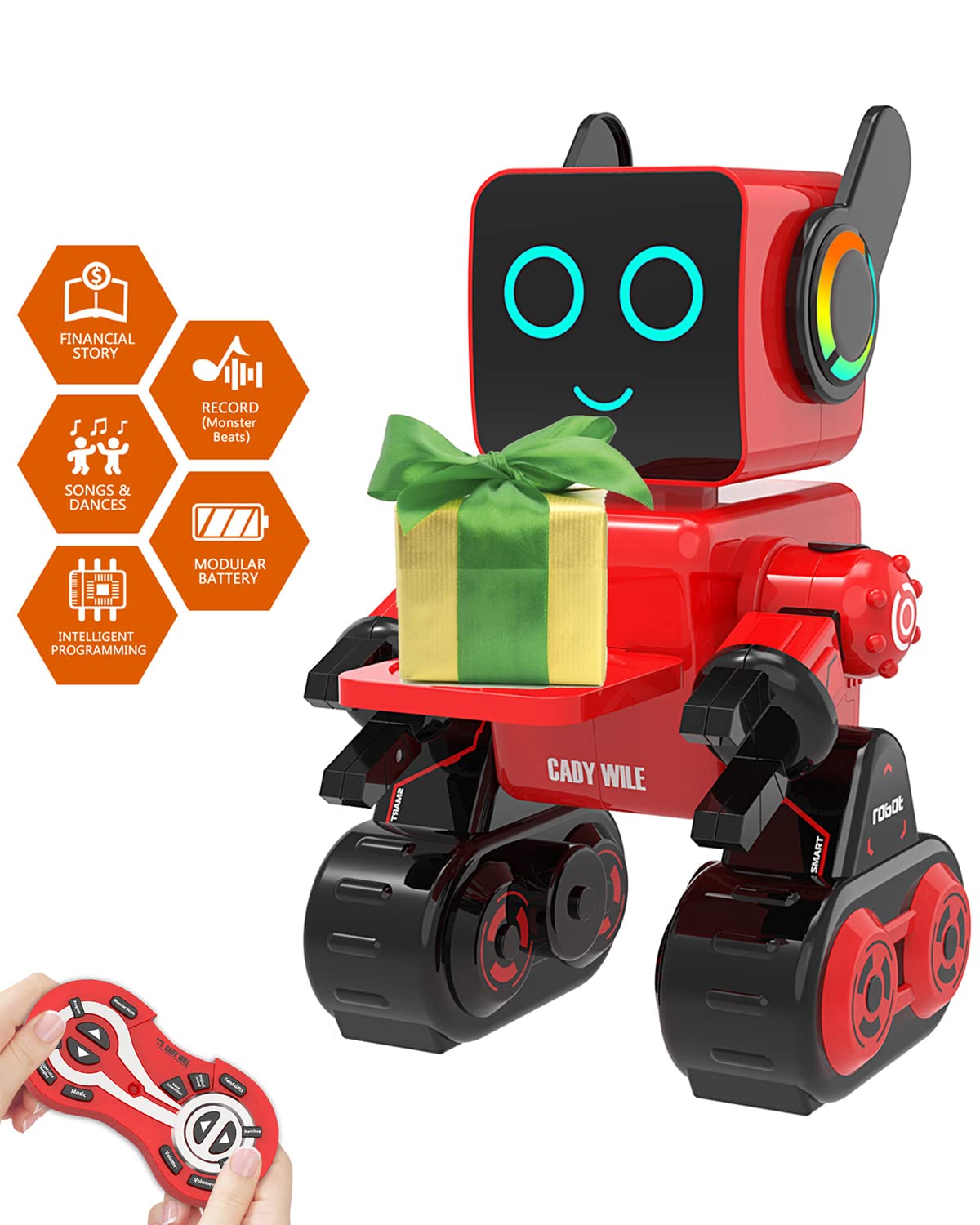 okk Robot Toy for Kids, Smart RC Robot Kit with Touch and Sound Control Robotics Intelligent Programmable Smart Robots with Walking, Dancing, Singing, Talking, Transfering Items for Boys Girls (Red)