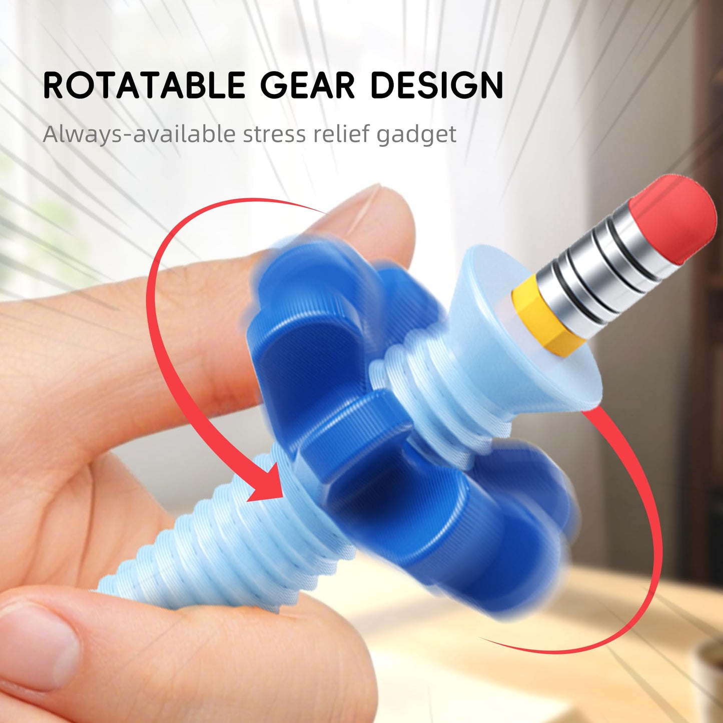 3 in 1 Pencil Fidgets for ADHD & Anxiety Relief,Fidget Pencil Topper with Spinner - Silent Sensory Stress Relief Tool for School,Office & Home,Assorted Fidget Pen Flipper Set, Classroom Essential