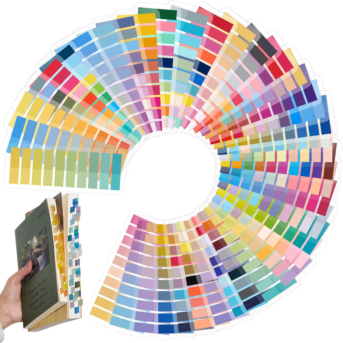 ReliThick 8000 Pcs Writable Sticky Tabs, 40 Colors Book Notes for Annotating Books, Self-Adhesive Index Tabs for Bible, Planner, Notebook, School & Office Supplies