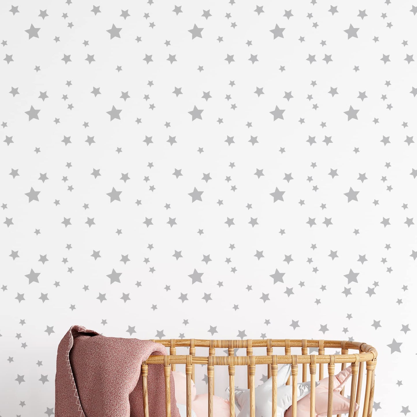 Sparkles & Stars Wall Decals - 500 Stars, Sparkle Decal, Kids Room & Nursery Wall Art, Grey Celestial Stickers