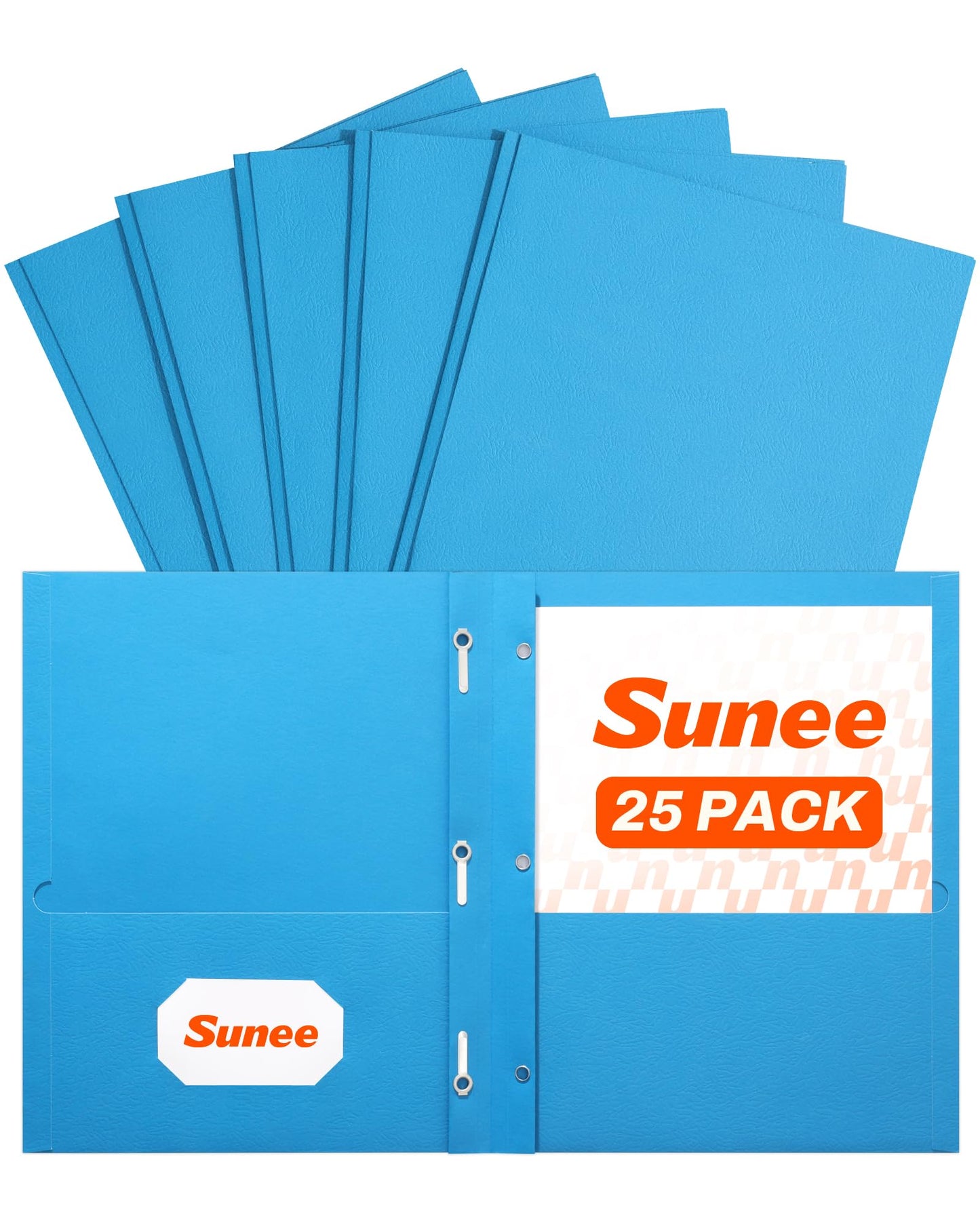 SUNEE 2 Pocket Folders with Prongs (25 Pack, Blue), Paper Folders with 2 Pockets and 3 Prongs Fit Letter Size Paper, Folders with Prongs for School Office Home Business