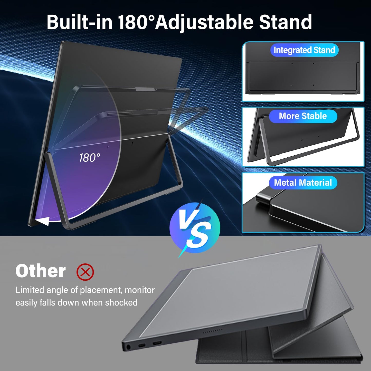 InnoView 18.5 Inch 280Hz Portable Gaming Monitor,2K QHD 100% sRGB Portable Monitor Gameplus HDR FreeSync Laptop Monitors,Portable Screen for PC Phone Game Console