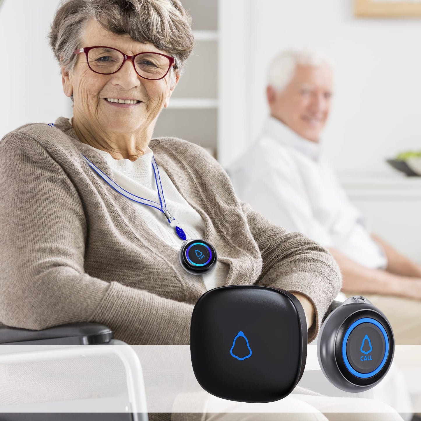 Caregiver Pager, Wireless Call Button for Seniors/Elderly at Home, 3 SOS Buttons + 3 Receivers Medical Life Alert System, Emergency Panic Call Bell, Nurse Calling & Patient Assistance Alarm