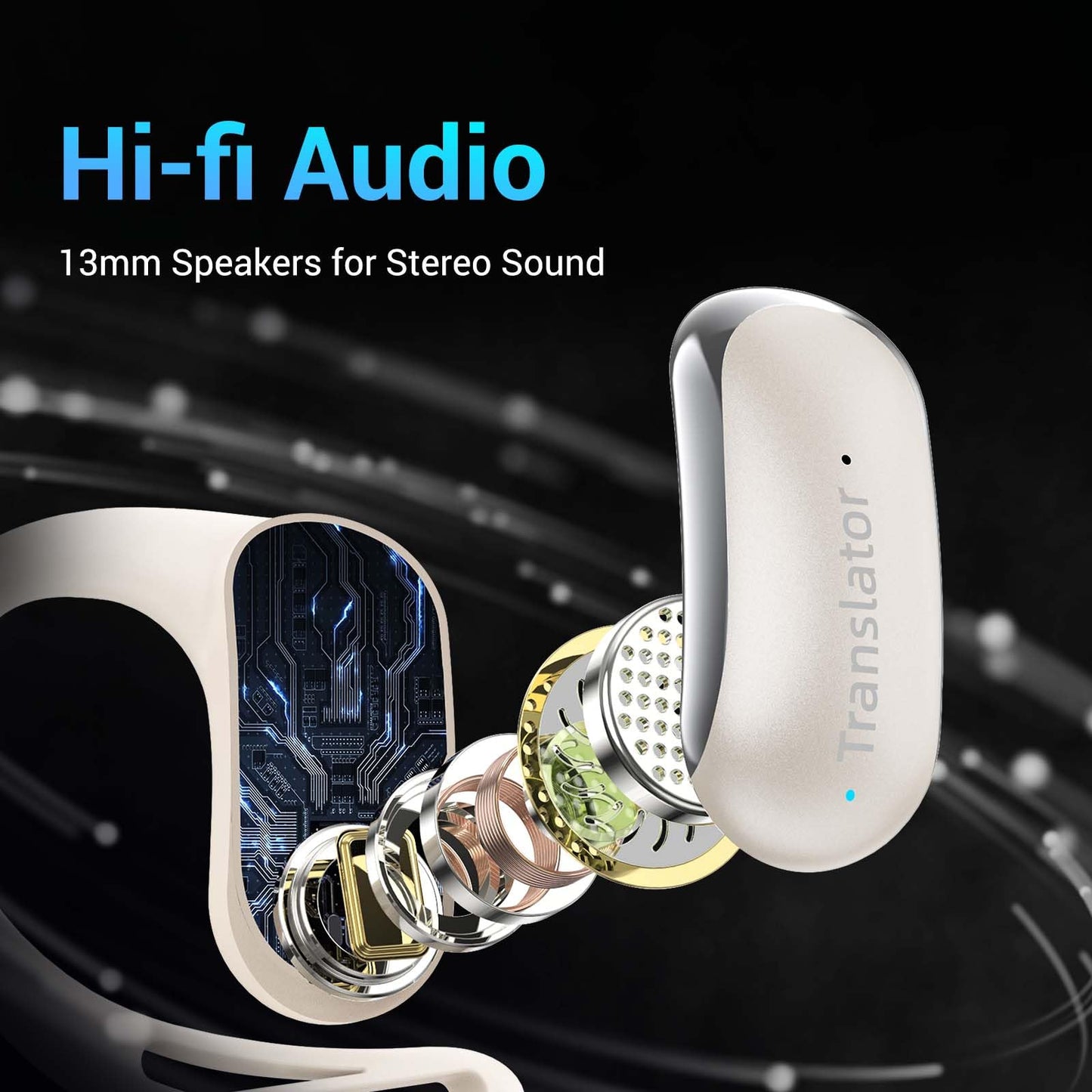 Wooask AI Translator Earbuds, 144 Language Translator Earbuds OWS 3-in-1 AI Translation Earbuds Real Time F56 Beige (No Offline Package)
