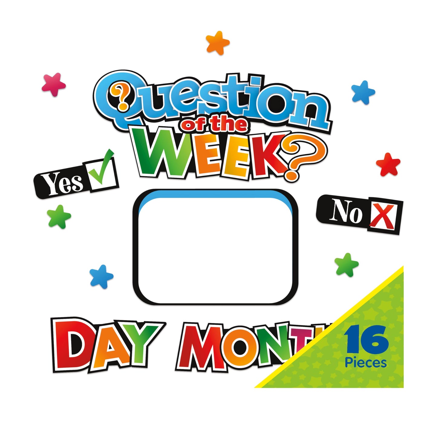 Eureka 661004 Question of The Day Interactive Mini Bulletin Board Set with Dry Erase Headliners, Multicolor, 16 Pieces