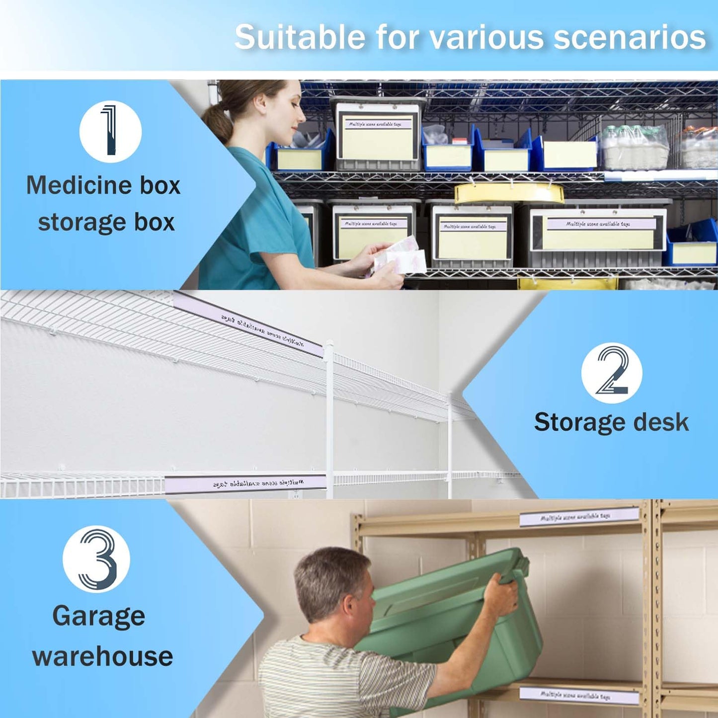 Eeoyu Magnetic Label Holders with Magnets Magnetic Data Card Holders with Clear Plastic Protectors for Metal Shelf, Whiteboard, Set of 50 (1 x 8 Inch)