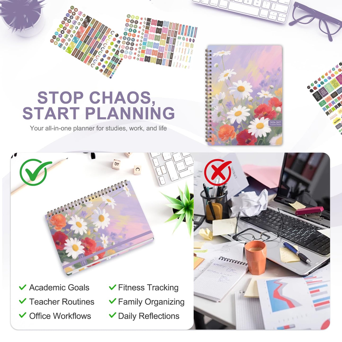 Planner 2026-2027, Weekly and Monthly Academic Planner, July 2026 - June 2027, Hardcover Calendar Agenda Book for School Year Planning, School Supplies for Teacher and Student, A5(6.3'' x 8.5'')