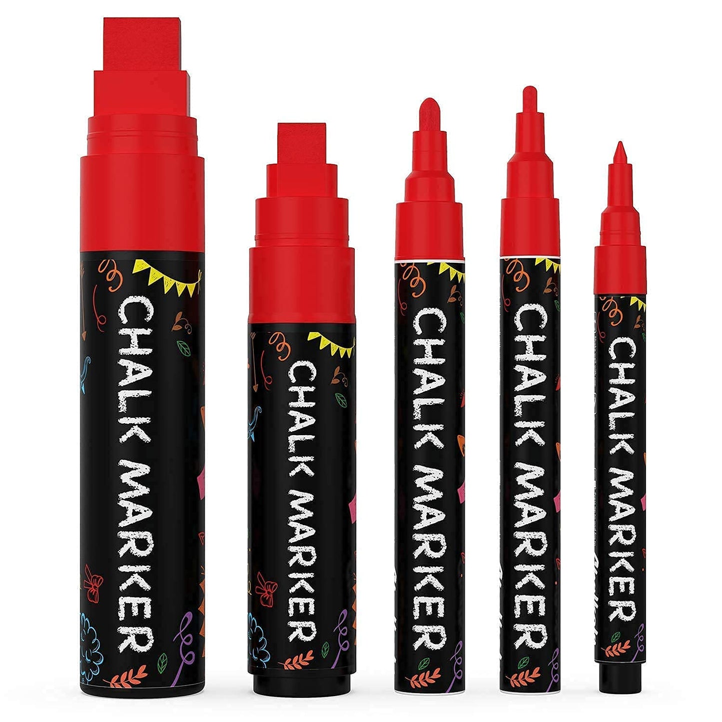 Assorted Chalk Bundle - 5 Red Variety + 16 Classic Markers + Metallic 6mm