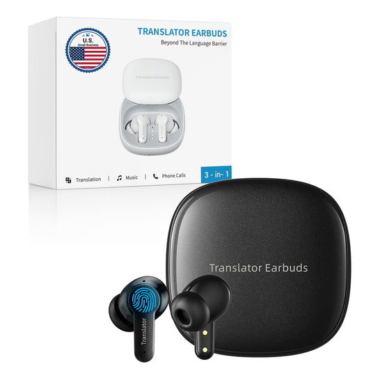 Anfier M3 AI Translator Earbuds Real Time, Online Translation Device in 144 Languages & Accents, 3-in-1 Two-Way Audifonos Traductores Inglés Español, Language Headphones for iOS & Android (Black)