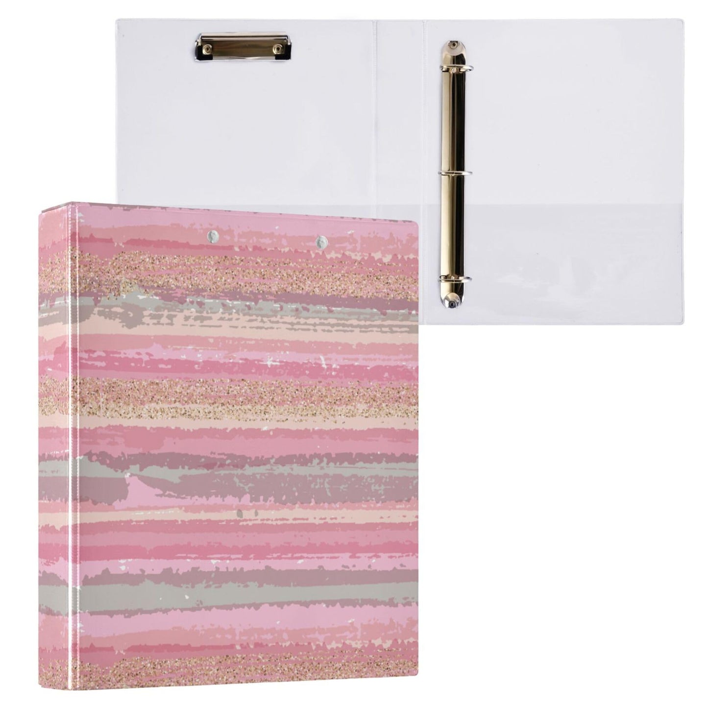 Pink Round Ring Binders 1.5 Inch Marble Tie Dye 3 Ring Clipboard Binder for Office School Work Supplies File Folder Document 200 Sheet Capacity Easy Open