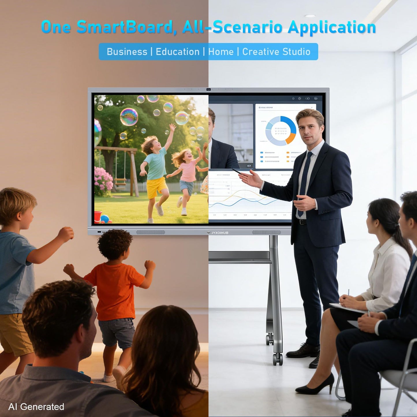Smart Board Collaboration Hub, JYXOIHUB Digital Electronic Whiteboard Built in Dual OS for Classroom and Business, Touch Screen Interactive Smart Whiteboard (Board Only) (65 Inch)