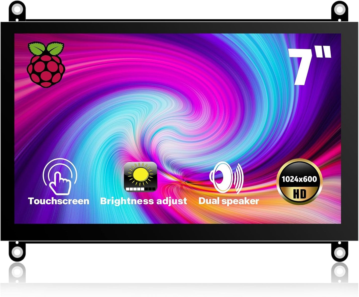 HAMTYSAN 7 Inch Raspberry Pi Screen Touchscreen Monitor 1024x600 Small HDMI Monitor w/Dual Speakers IPS Screen Display for Raspberry Pi 4/3/2 Win 11/10/8/7 Jetson Nano, Free Driver