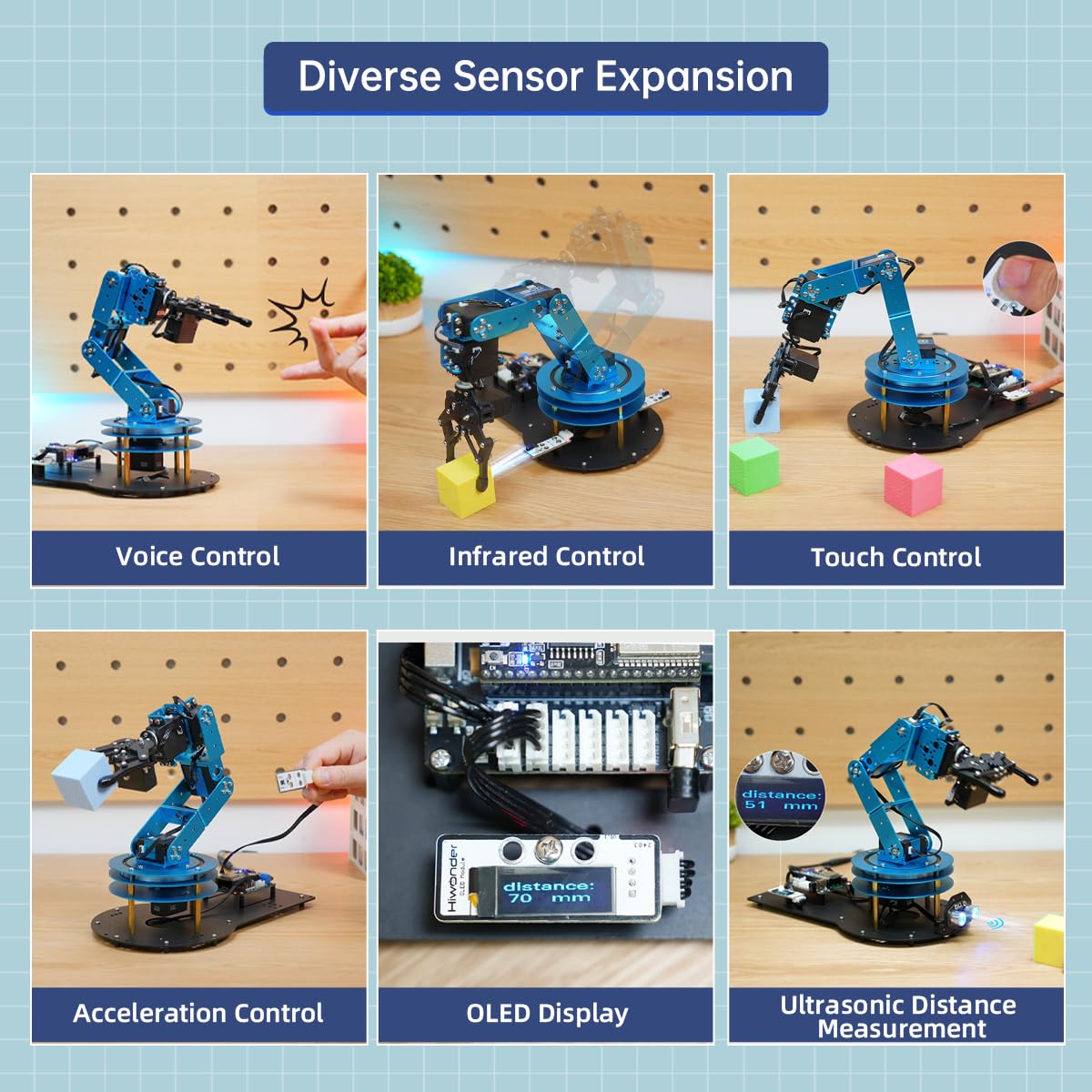 Robotic Arm for Arduino AI Vision Voice Interaction 6DOF Serial Bus Servo Smart Robot Arm, STEM Project Educational Robot & Engineering Kits, Science/Coding/Programming Set, LeArm AI Intermediate Kit