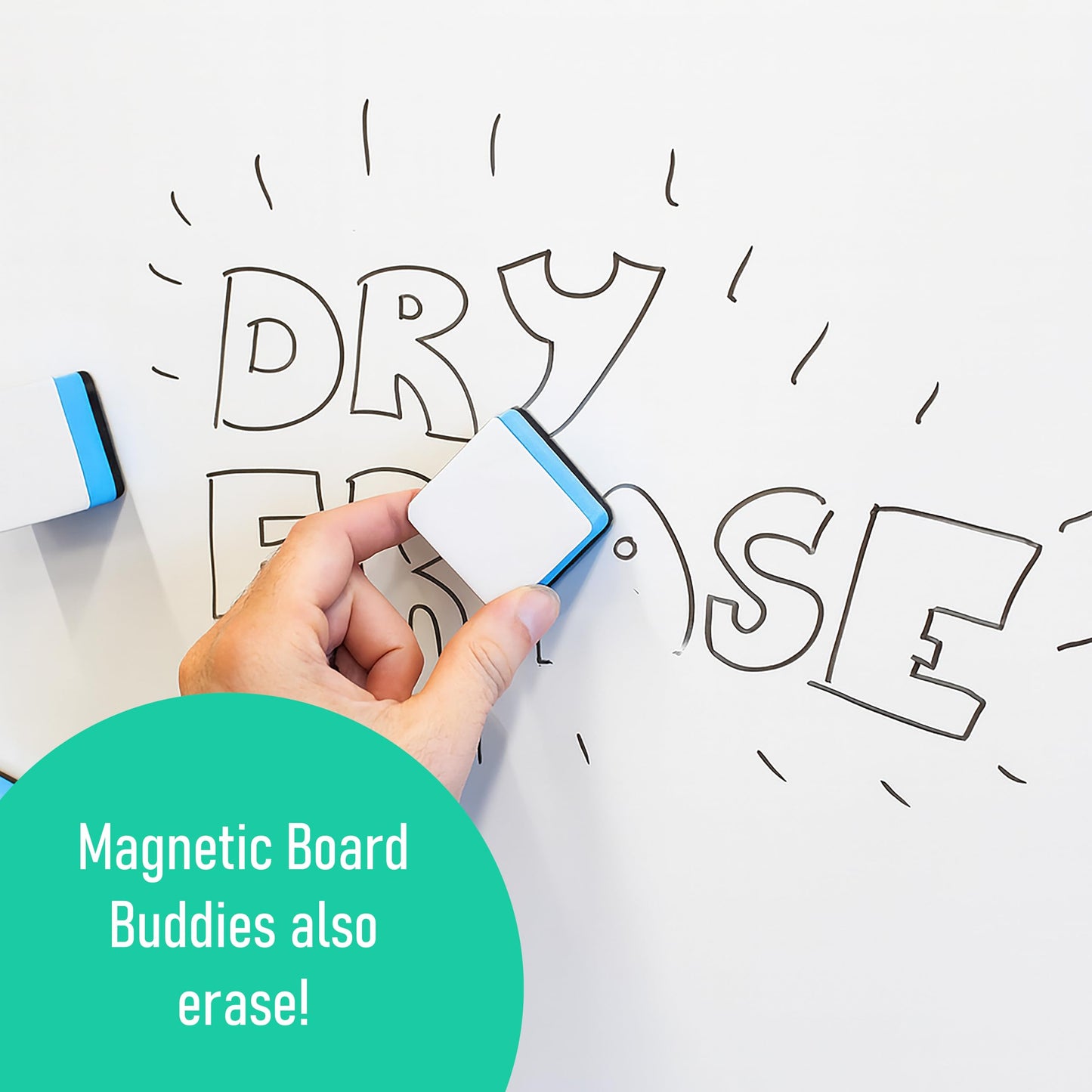 Flipside Products 2" x 2" Dry Erase Eraser Board Buddies, Students and Kids, Whiteboard Erasers, Brainstorming, Flow Charts, Classroom - 24 Pack