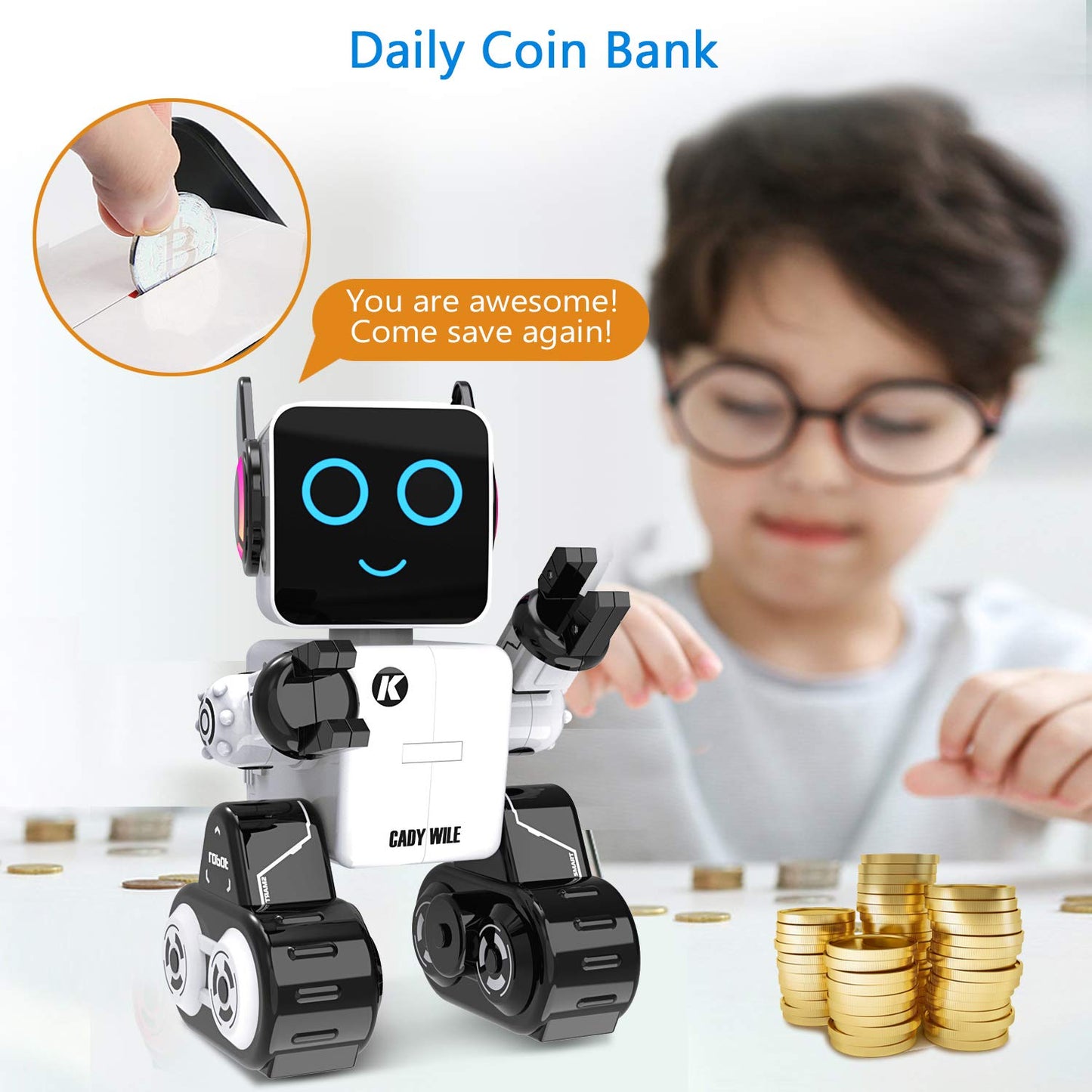 okk Robot Toy for Kids, Smart RC Robots for Kids with Touch and Sound Control Robotics Intelligent Programmable, Robot Toy with Walking Dancing Singing Talking Transfering Items for Boys Girls (White)